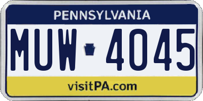 PA license plate MUW4045