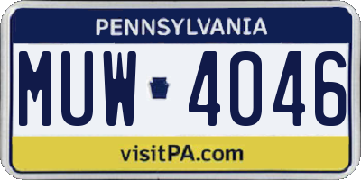PA license plate MUW4046