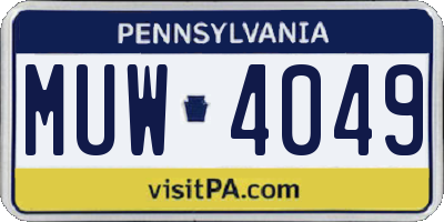 PA license plate MUW4049