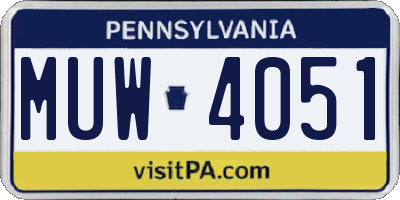 PA license plate MUW4051