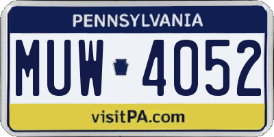 PA license plate MUW4052