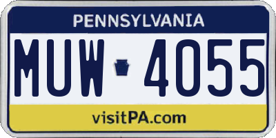 PA license plate MUW4055