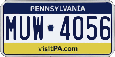 PA license plate MUW4056