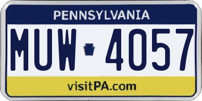PA license plate MUW4057