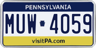 PA license plate MUW4059