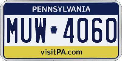 PA license plate MUW4060