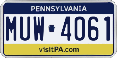 PA license plate MUW4061