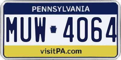 PA license plate MUW4064