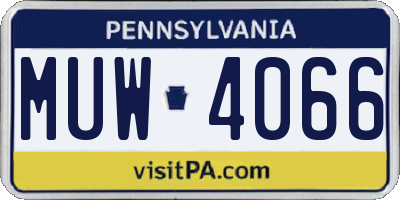 PA license plate MUW4066