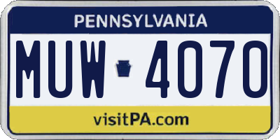 PA license plate MUW4070