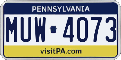 PA license plate MUW4073