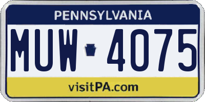 PA license plate MUW4075