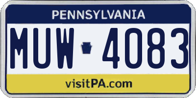 PA license plate MUW4083