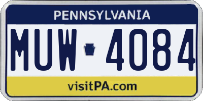 PA license plate MUW4084