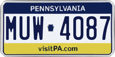 PA license plate MUW4087