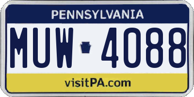 PA license plate MUW4088