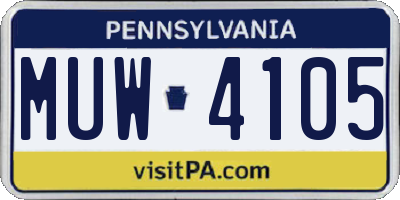 PA license plate MUW4105