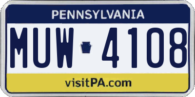 PA license plate MUW4108