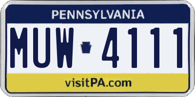 PA license plate MUW4111