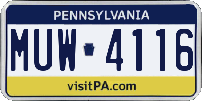 PA license plate MUW4116