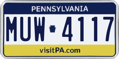 PA license plate MUW4117