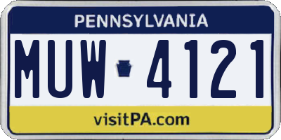 PA license plate MUW4121