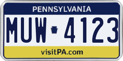 PA license plate MUW4123