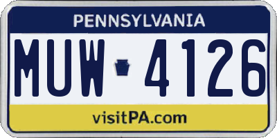 PA license plate MUW4126