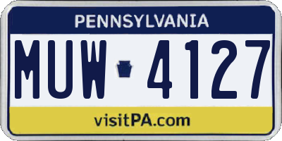 PA license plate MUW4127