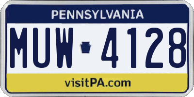 PA license plate MUW4128
