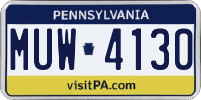 PA license plate MUW4130