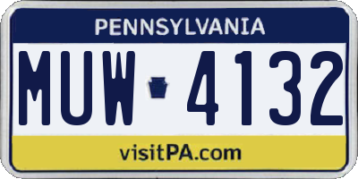 PA license plate MUW4132
