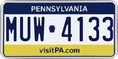 PA license plate MUW4133