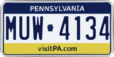 PA license plate MUW4134
