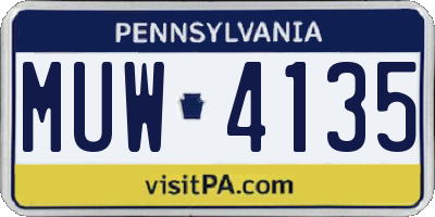 PA license plate MUW4135
