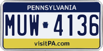 PA license plate MUW4136