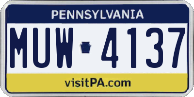 PA license plate MUW4137