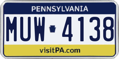 PA license plate MUW4138