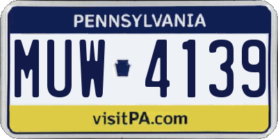 PA license plate MUW4139