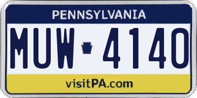 PA license plate MUW4140