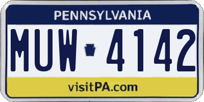 PA license plate MUW4142