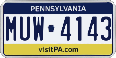 PA license plate MUW4143