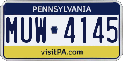 PA license plate MUW4145