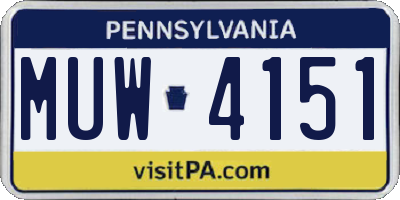 PA license plate MUW4151