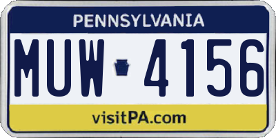 PA license plate MUW4156