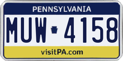 PA license plate MUW4158
