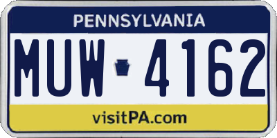 PA license plate MUW4162