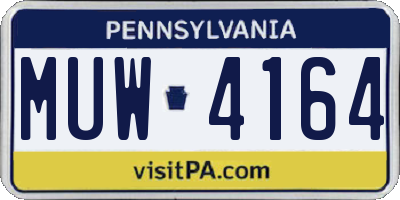 PA license plate MUW4164