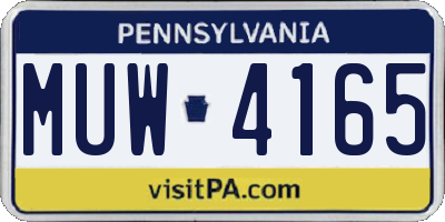 PA license plate MUW4165