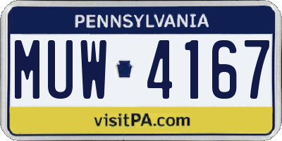 PA license plate MUW4167